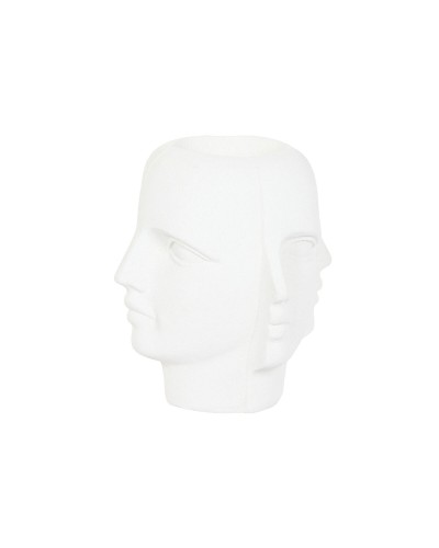 Cache-pot Home ESPRIT Blanc Magnésium Moderne Visage 49 x 49 x 50 cm