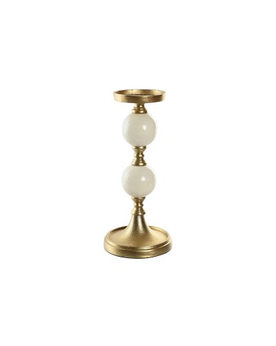 Candelabro Home ESPRIT Blanco Dorado Aluminio Moderno 15 x 15 x 33 cm