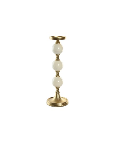 Candelabro Home ESPRIT Blanco Dorado Aluminio Moderno 15 x 15 x 43.5 cm
