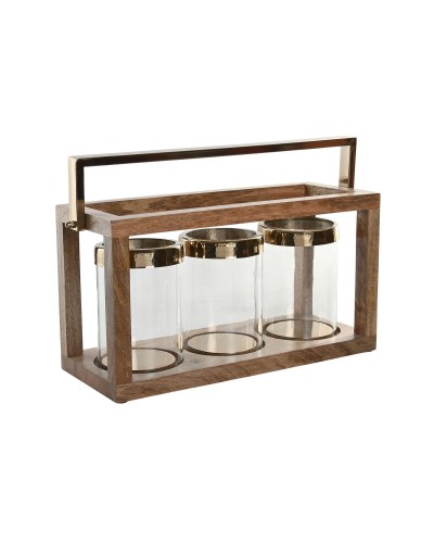 Kaarshouder Home ESPRIT Bruin Staal Mangohout 51 x 19 x 33 cm