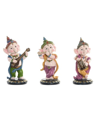 Figurine Décorative Home ESPRIT Multicouleur Musicien Indien 9 x 9 x 20 cm (3 Unités)
