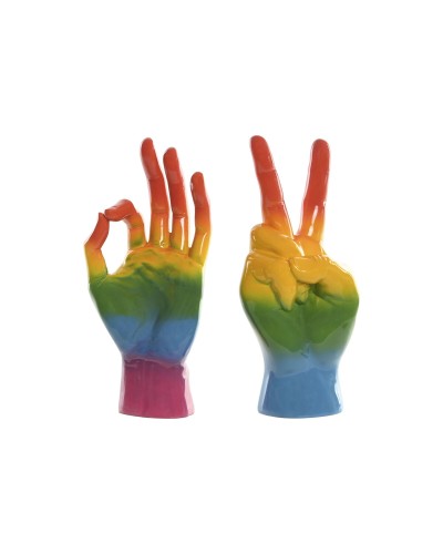 Figurine Décorative Home ESPRIT Multicouleur Main 16 x 10 x 36 cm (2 Unités)