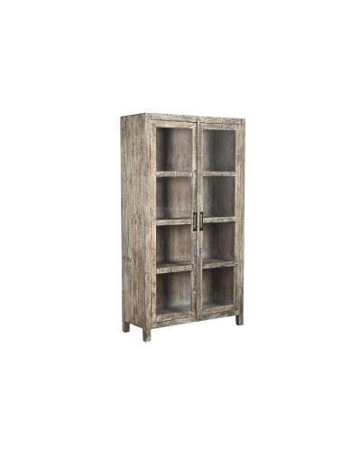 Vitrina Home ESPRIT Blanco Marrón Madera Reciclada 100 x 40 x 180 cm