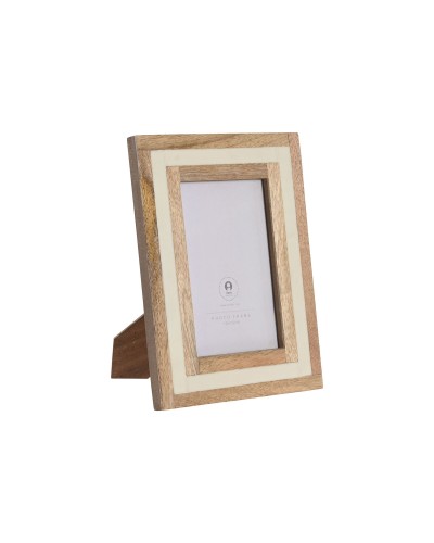 Fotoram Home ESPRIT Vit Naturell Ben Mangoträ Urban