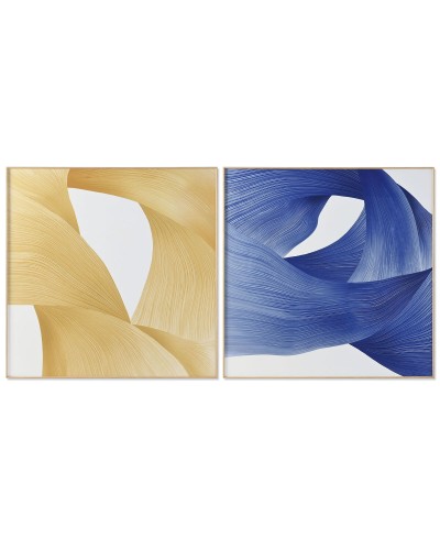 Quadro Home ESPRIT Giallo Azzurro Moderno 120 x 3,5 x 120 cm (2 Unità)