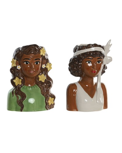 Planter Home ESPRIT White Green Ceramic Urban