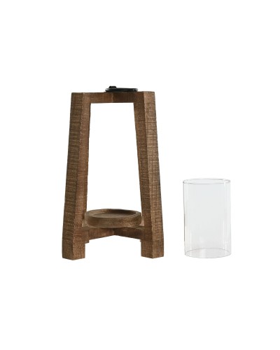 Kaarshouder Home ESPRIT Natuurlijk Kristal Mangohout 25 x 25 x 35 cm