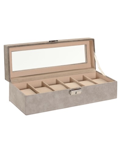 Scatola-Portagioie Home ESPRIT Grigio Grigio scuro Poliuretano Legno MDF 30 x 10 x 8 cm