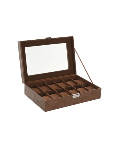 Box-Schmuckkästchen Home ESPRIT Braun Polyurethan Kristall Holz MDF 30 x 20 x 8 cm