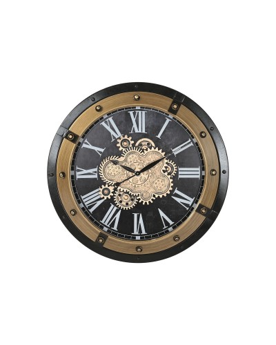 Seinäkello Home ESPRIT Musta Kullattu Rauta 80 X 8,5 X 80 cm