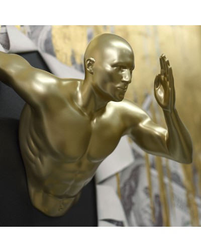 Painting Home ESPRIT Golden Men Modern 80 x 3,5 x 80 cm (2 Units)