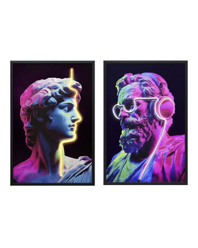 Schilderij Home ESPRIT Zwart Roze Modern Loft 63 x 3 x 93 cm (2 Stuks)