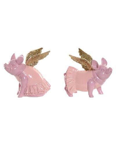 Decoratieve figuren Home ESPRIT Roze Varken 19 x 11 x 17 cm (2 Stuks)
