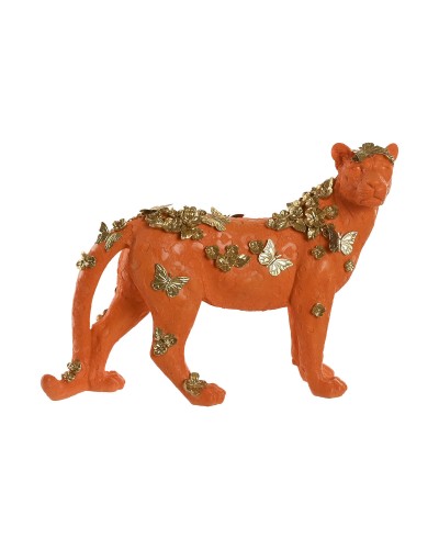 Figurine Décorative Home ESPRIT Orange Doré Léopard 60 x 21,5 x 43 cm