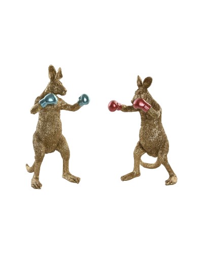 Figurine Décorative Home ESPRIT Bleu Rouge Doré Kangourou 23 x 25 x 40,5 cm (2 Unités)