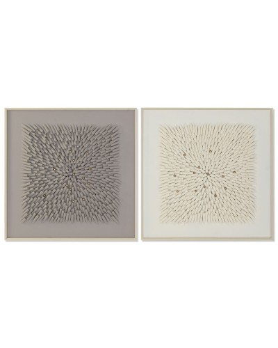 Painting Home ESPRIT Beige Grey Abstract Modern 100 x 3,5 x 100 cm (2 Units)