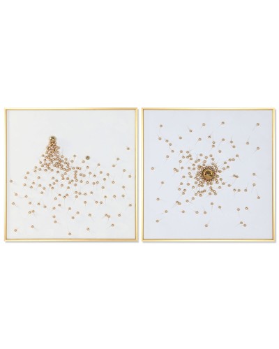 Quadro Home ESPRIT Bianco Dorato Moderno 100 x 3,5 x 100 cm (2 Unità)