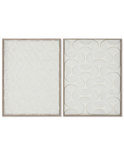 Quadro Home ESPRIT Bianco Naturale Astratto Città 60 x 3 x 80 cm (2 Unità)