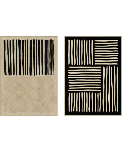 Maalaus Home ESPRIT Musta Beige Kaupunki 103 x 4,5 x 143 cm (2 osaa)