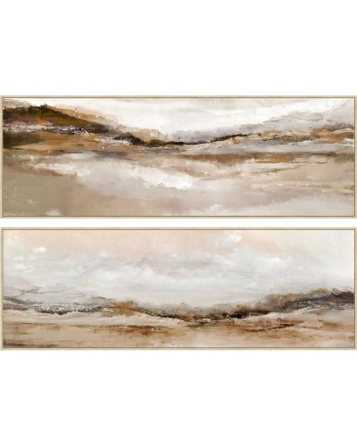 Cadre Home ESPRIT Blanc Marron Moderne Paysage 153 x 4,3 x 53 cm (2 Unités)