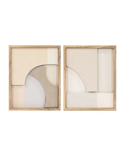 Painting Home ESPRIT White Beige Natural Modern Scandinavian 40 x 3,8 x 50 cm (2 Units)