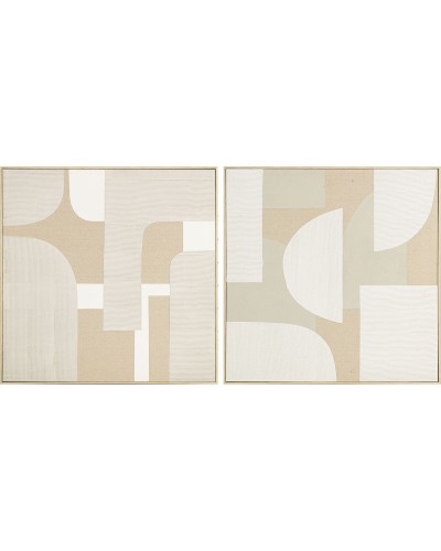 Cadre Home ESPRIT Blanc Beige Moderne Scandinave 90 x 3,8 x 90 cm (2 Unités)