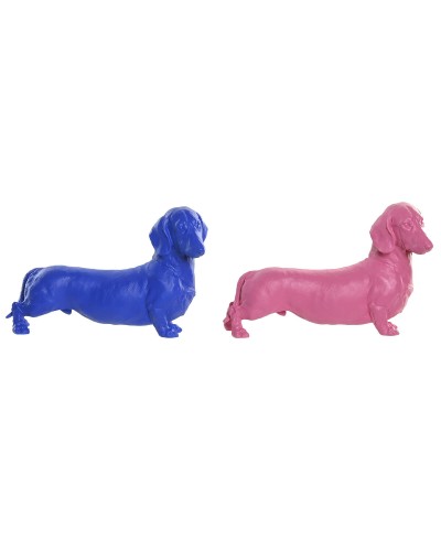 Figurine Décorative Home ESPRIT Bleu Rose Chien 37 X 16,5 X 25 CM (2 Unités)