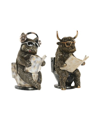 Deko-Figur Home ESPRIT Gold Silberfarben 14,5 X 11 X 20,5 CM (2 Stück)