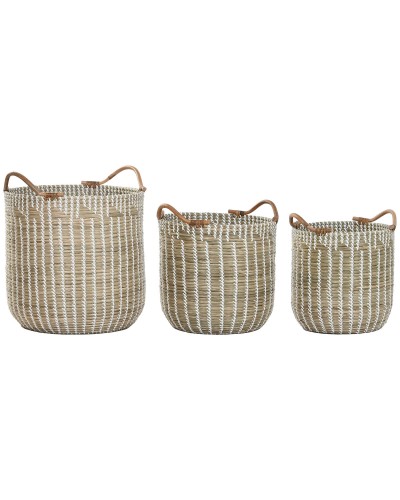 Korisetti Home ESPRIT Valkoinen Luonnollinen Meriruoho (3 Kappaletta)