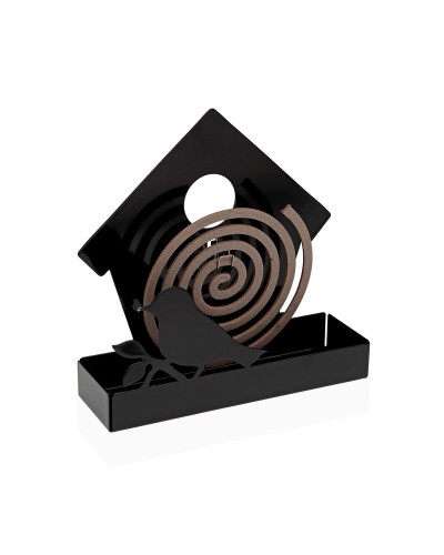Supporto per spirali antizanzare Versa Nero Metallo 5 x 17 x 17 cm Uccello
