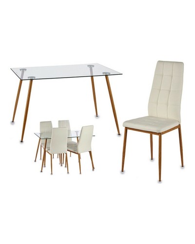 Table set with 4 chairs Gift Decor Davi 70 x 75 x 120 cm Metal Crystal