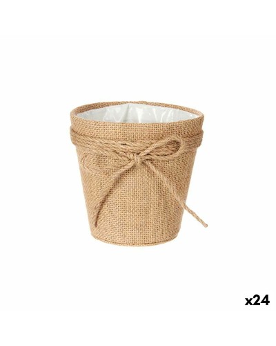Macetero Lazo 12,5 x 12 x 12,5 cm Marrón Cuerda Plástico 14 x 12,5 x 14 cm (24 Unidades)