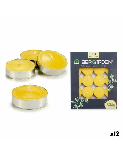 Set med levande ljus Ibergarden HL-1020BXIT Gul Vax Citronella (12 antal) (24 antal)