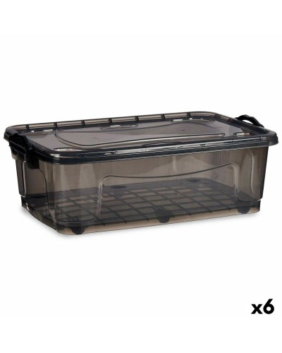 Storage Box with Wheels Anthracite Plastic 30 L 40 x 20,5 x 63 cm (6 Units)