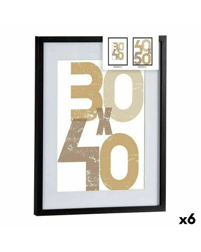 Muurfotlijst Zwart Plastic Hout MDF 42,5 x 2,5 x 52,5 cm (6 Stuks)