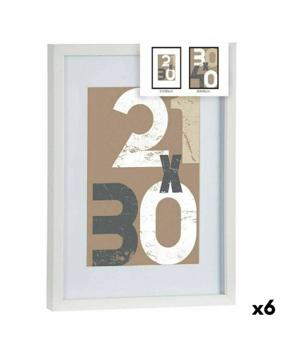 Porte photos mural Blanc verre Bois MDF 32,5 x 2,5 x 42,5 cm (6 Unités)