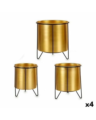 Plantenbakkenset Zwart Gouden Metaal (4 Stuks)