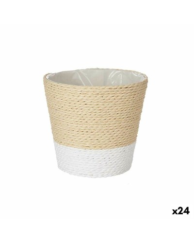 Vaso Ibergarden 86440 Bianco Corda Plastica 14 x 12,5 x 14 cm (24 Unità)