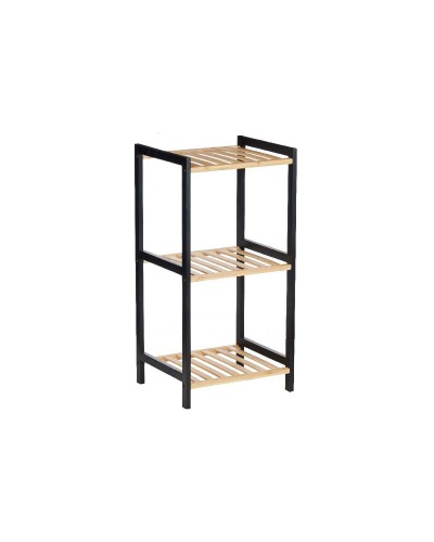 Scaffale da Bagno Berilo WR5503-3-464 Nero Naturale 35 x 30 x 70 cm