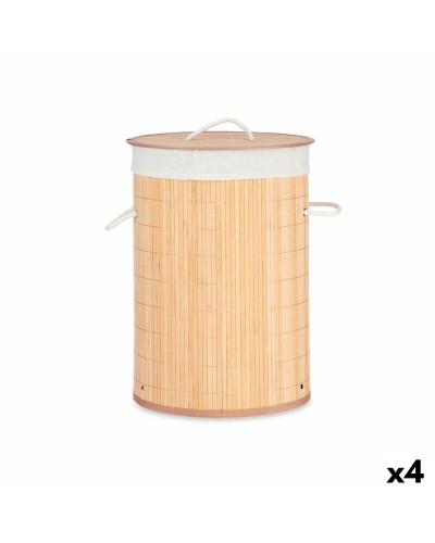 Tvättkorg Naturell Metall Bambu Trä MDF 48 L 37 x 50 x 37 cm (4 antal)