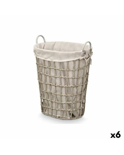 Korb Kipit HX30553 Grau Polyester Stoff Polypropylen Eisen Kunststoff 50 % Baumwolle (6 Stück)
