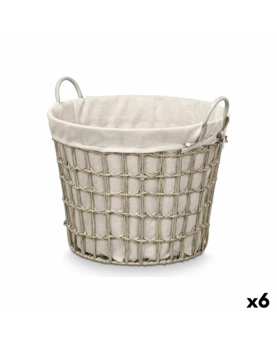 Korb Kipit HX30559 Grau Polyester Stoff Polypropylen Eisen Kunststoff 50 % Baumwolle (6 Stück)
