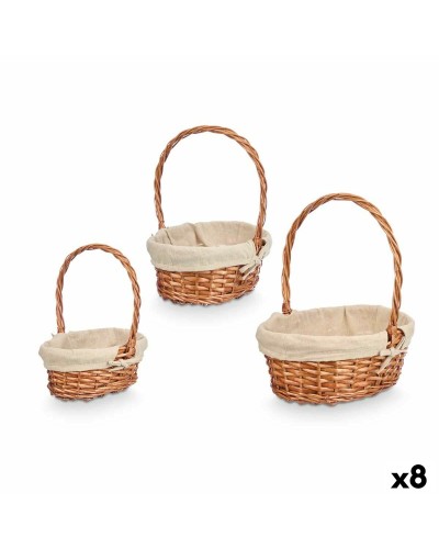 Set of Baskets Kipit HX31275S/3 Polyester wicker Cloth 50 % cotton 34 x 39,5 x 30 cm 34 x 40 x 30 cm 3 Pieces