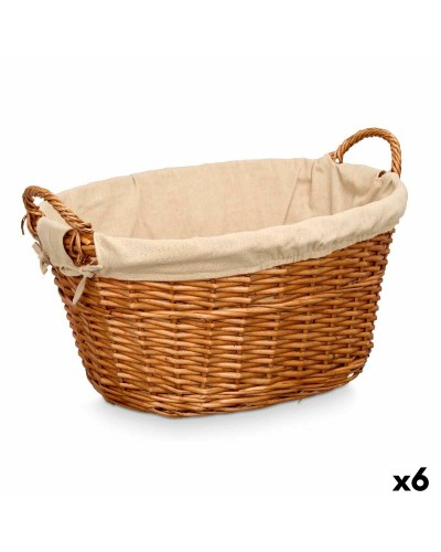 Cesto Kipit HX31039 Natural Poliéster Mimbre Tela 50 % algodón (6 Unidades)