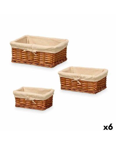 Set di Cesti Kipit HX31033S/3 Poliestere vimini 50 % cotone 39 x 16,5 x 29 cm 3 Pezzi
