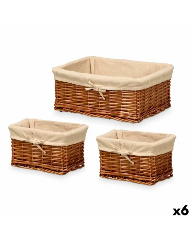 Juego de Cestos Kipit HX31449S/3 Poliéster Mimbre Tela 50 % algodón 39 x 16 x 30 cm 3 Piezas