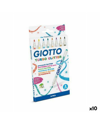 Set Viltstiften Giotto Turbo Glitter Multicolour (10 Stuks)