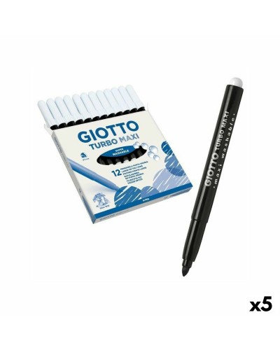 Giotto Turbo Maxi: Set 5 Pennarelli Neri Punta Grossa - Ideali per Scuola e Ufficio

