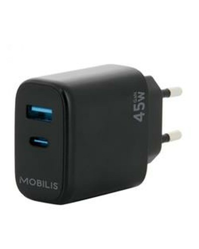 Mobilis Cargador de Pared 45W USB-C Negro - Carga Rápida para Smartphones y Tablets
