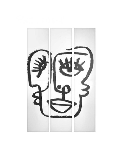 Skärm Vit Svart Kanvas 122 x 2,5 x 180 cm Ansikte